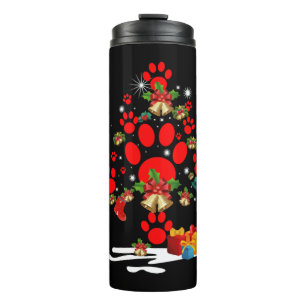 Dog Paw Weihnachtsbaum Funny Frohe Weihnachten Thermosbecher