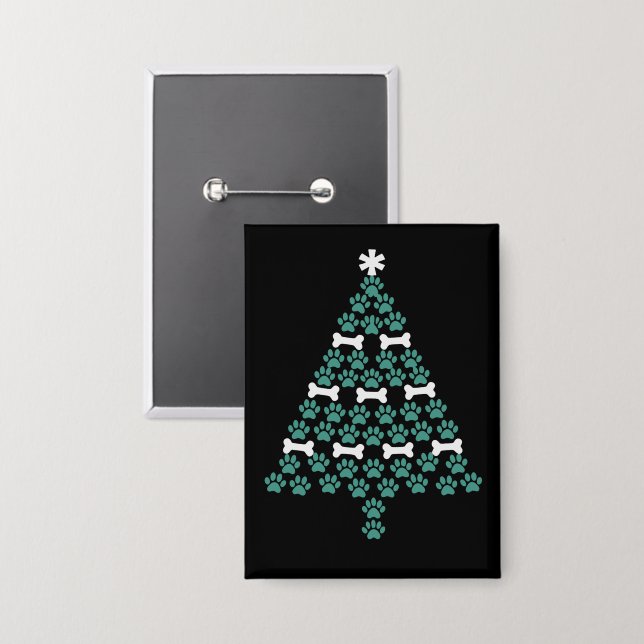 Dog Paw Weihnachtsbaum Niedlich Xmas Geschenk Welp Button (Vorderseite/Rückseite)
