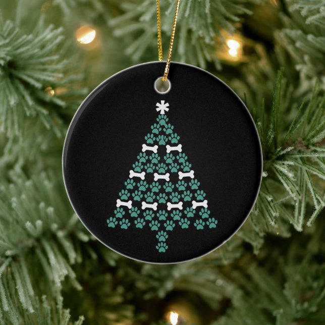 Dog Paw Weihnachtsbaum Niedlich Xmas Geschenk Welp Keramik Ornament (Baum)