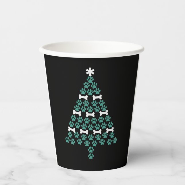 Dog Paw Weihnachtsbaum Niedlich Xmas Geschenk Welp Pappbecher (Vorderseite)