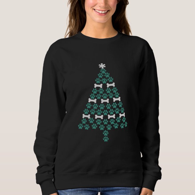 Dog Paw Weihnachtsbaum Niedlich Xmas Geschenk Welp Sweatshirt (Vorderseite)