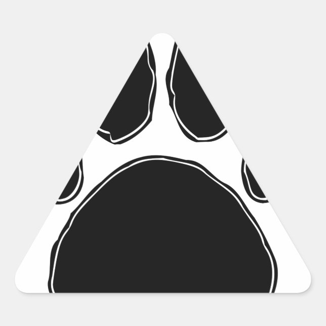 Dog Paw Zeichnend in Schwarz Dreieckiger Aufkleber (Vorderseite)
