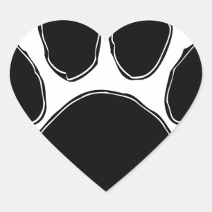 Dog Paw Zeichnend in Schwarz Herz-Aufkleber