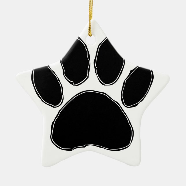 Dog Paw Zeichnend in Schwarz Keramikornament (Vorne)