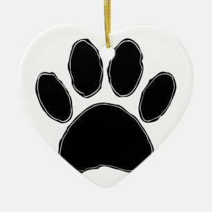 Dog Paw Zeichnend in Schwarz Keramikornament