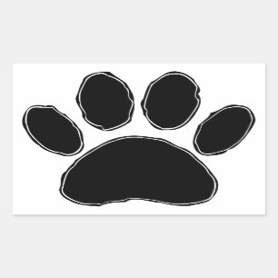 Dog Paw Zeichnend in Schwarz Rechteckiger Aufkleber