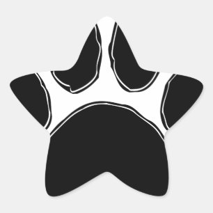 Dog Paw Zeichnend in Schwarz Stern-Aufkleber