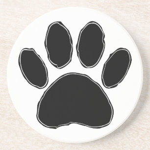 Dog Paw Zeichnend in Schwarz Untersetzer