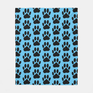 Dog Pawprint auf Blue Fleece Blanket