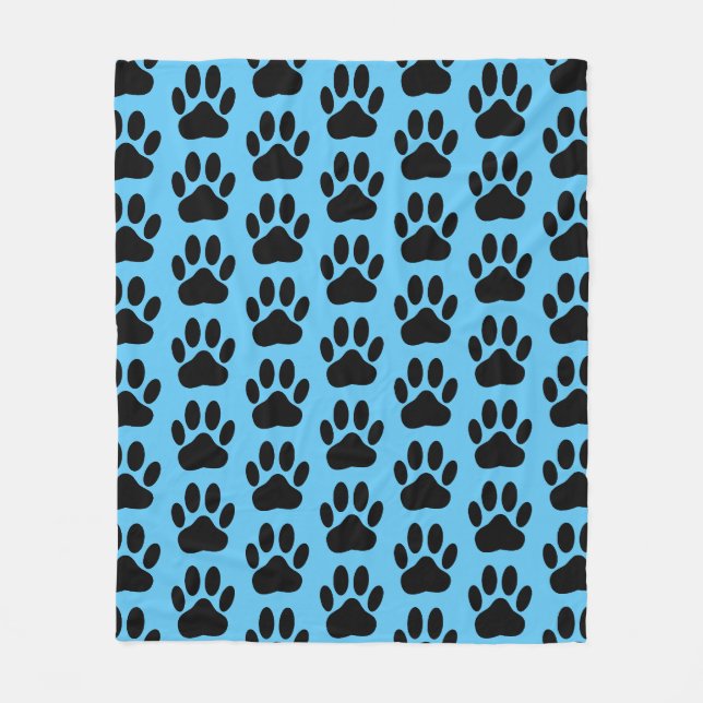 Dog Pawprint auf Blue Fleece Blanket (Vorderseite)
