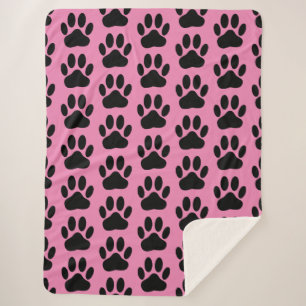 Dog Pawprint auf rosa Sherpa Blanket Sherpadecke