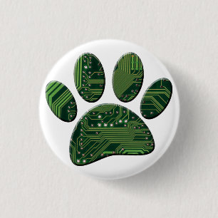 Dog Pawprint Circuit Board Button