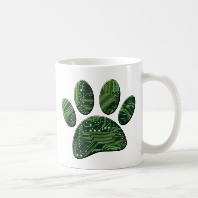 Dog Pawprint Circuit Board Kaffeetasse (Rechts)