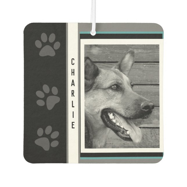 Dog PawPrint Foto & Name Autolufterfrischer (Vorderseite)