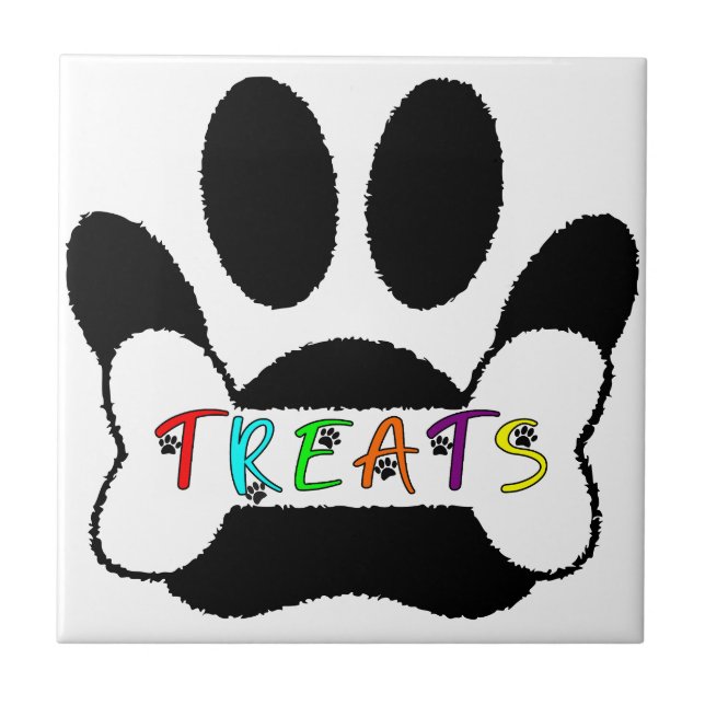 Dog Pawprint Knochen Leckereien Individuell Fliese (Vorderseite)