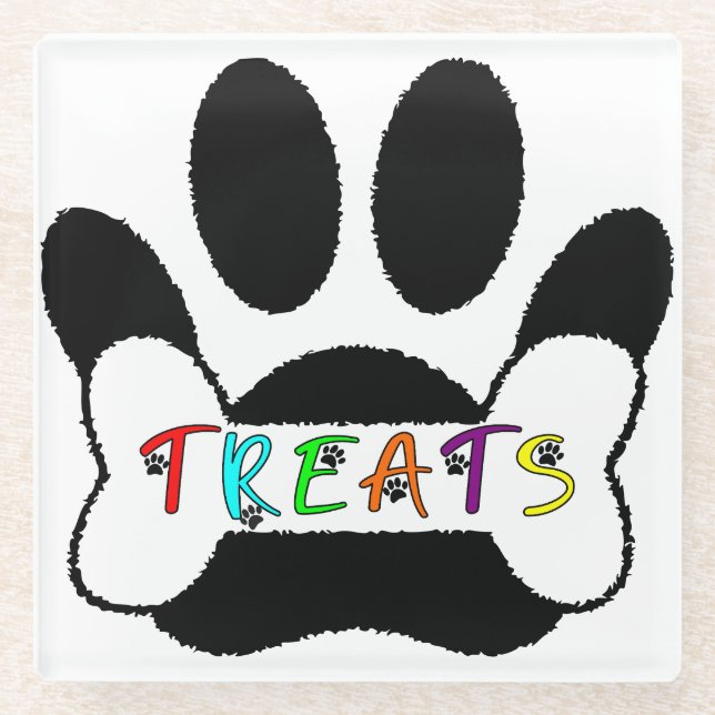 Dog Pawprint Knochen Leckereien Individuell Glasuntersetzer (Vorderseite)