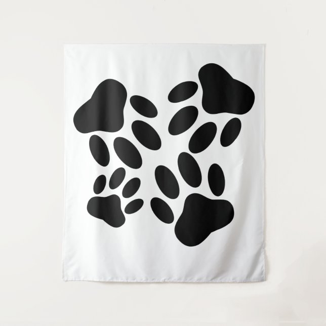 Dog Pawprint Muster Wandteppich (Vorderseite)