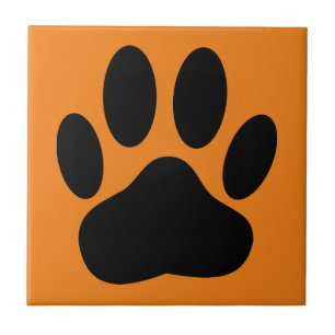 Dog Pawprint Orange Hintergrund Fliese