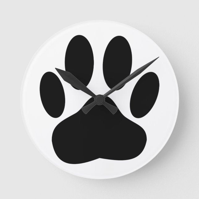 Dog Pawprint Runde Wanduhr (Vorderseite)