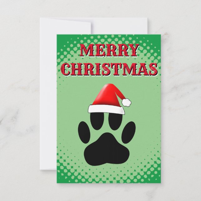 Dog Pawprint Santas Hat Karte (Vorderseite)