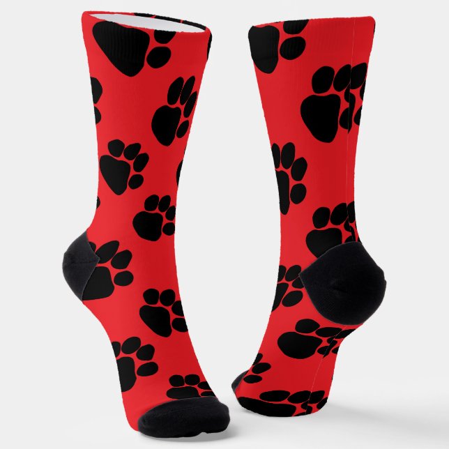 Dog Paws Birthday Geschenk Red Socken (Gewinkelt)