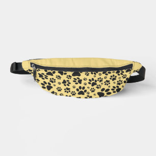 Dog Paws Black and White Polka Dot auf Buttercreme Bauchtasche