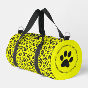 Dog Paws Black and White Polka Dot auf gelb Duffle Bag