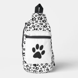 Dog Paws Black and White Polka Dot Crossbody Bag