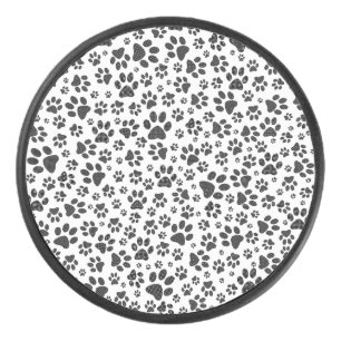 Dog Paws Black and White Polka Dot Eishockey Puck