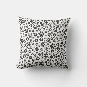 Dog Paws Black and White Polka Dot Kissen