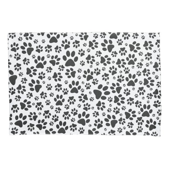 Dog Paws Black and White Polka Dot Kissenbezug (Vorderseite)