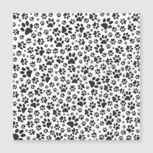 Dog Paws Black and White Polka Dot Magnetkarte