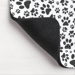 Dog Paws Black and White Polka Dot Mousepad