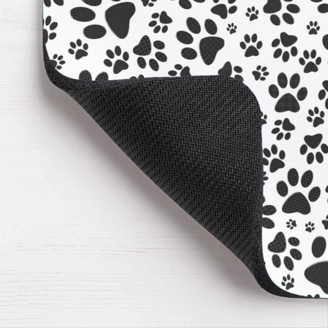 Dog Paws Black and White Polka Dot Mousepad (Ecke)