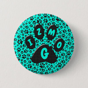 Dog Paws Black and White Polka Dot on viviviviane Button