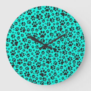 Dog Paws Black and White Polka Dot on viviviviane  Große Wanduhr