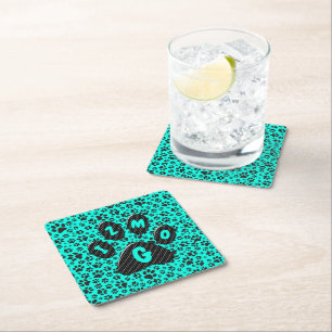 Dog Paws Black and White Polka Dot on viviviviane  Rechteckiger Pappuntersetzer