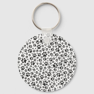 Dog Paws Black and White Polka Dot Schlüsselanhänger
