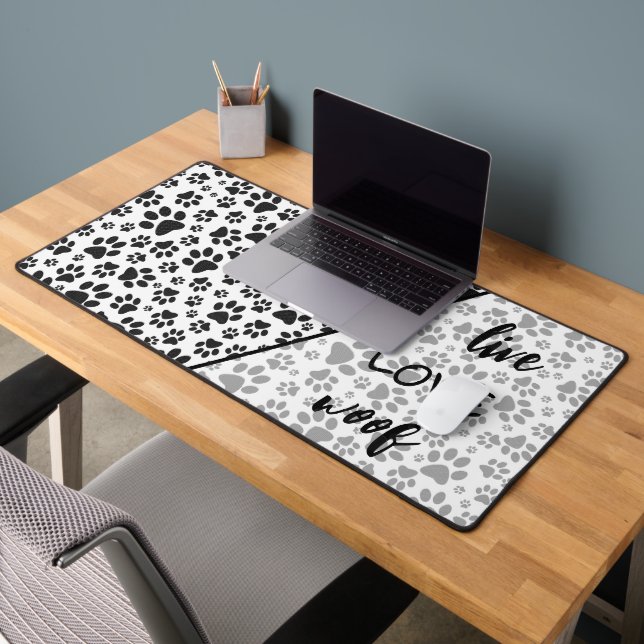 Dog Paws Black and White Polka Dot Schreibtischunterlage (Büro 2)