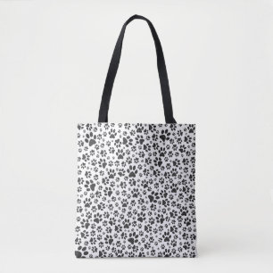 Dog Paws Black and White Polka Dot Tasche