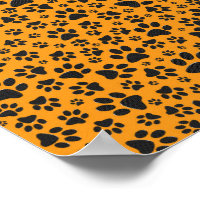 Dog Paws Black & White Polka Dot auf Dahlia Orange