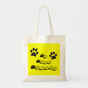 Dog Paws Black & White Polka Dot auf gelb Tragetasche