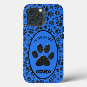 Dog Paws Black & White Polka Dot auf Tech Blue Case-Mate iPhone Hülle