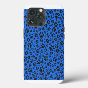 Dog Paws Black & White Polka Dot auf Tech Blue Case-Mate iPhone Hülle