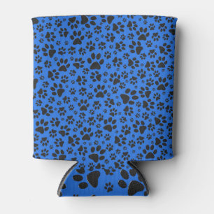 Dog Paws Black & White Polka Dot auf Tech Blue Dosenkühler