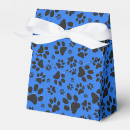 Dog Paws Black & White Polka Dot auf Tech Blue Geschenkschachtel