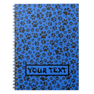Dog Paws Black & White Polka Dot auf Tech Blue Notizblock