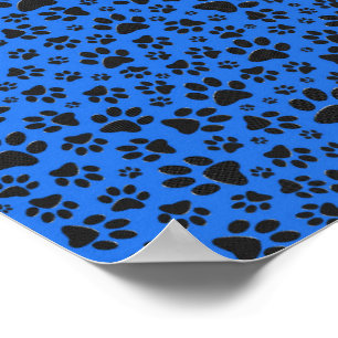 Dog Paws Black & White Polka Dot auf Tech Blue Poster