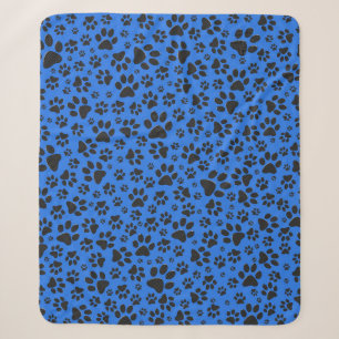 Dog Paws Black & White Polka Dot auf Tech Blue Sherpadecke