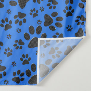 Dog Paws Black & White Polka Dot auf Tech Blue Wandteppich